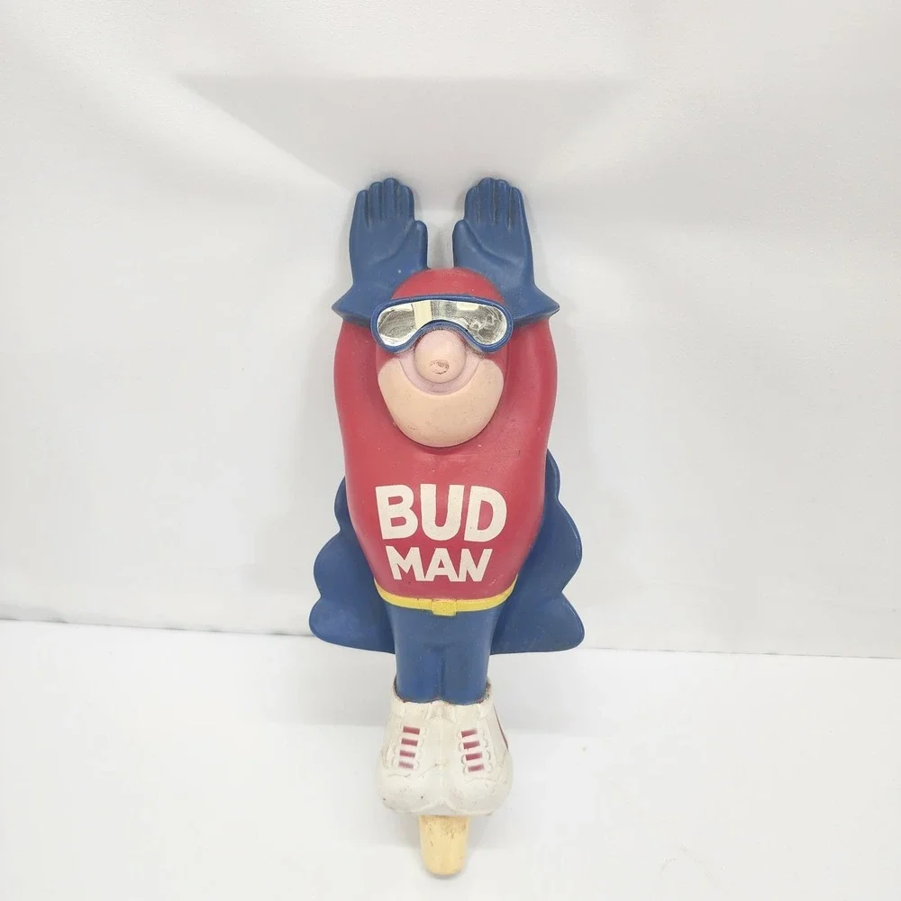 Vintage Budweiser Bud Man Beer Tap Handle Ski Flying Figure 10.5